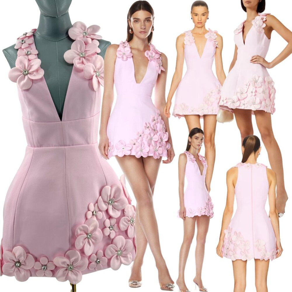 🆕 BRONX & BANCO 🧿 NWOT Estelle Floral Mini Dress, Blush Pink - Sz XS US 2